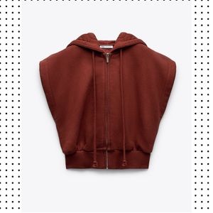 ZARA Sweater Hoodie Vest NWT NEW copper orange